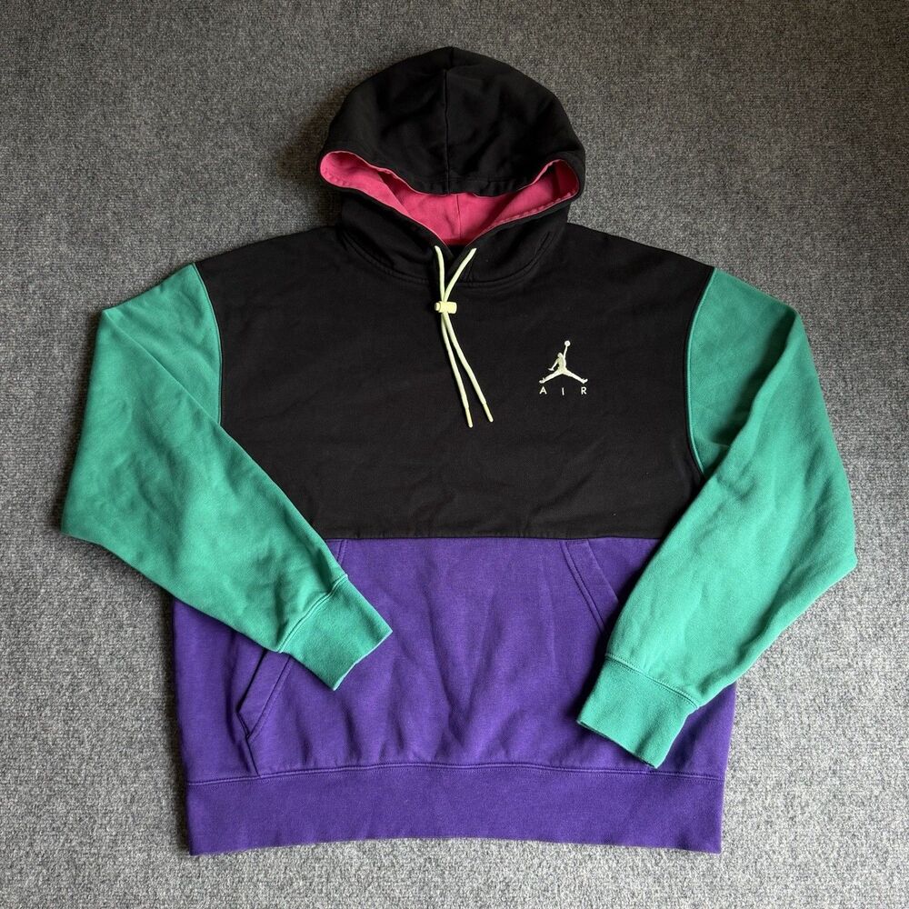 Nike Jordan Jumpman Air Fleece Pullover Hoodie Black Purple Men’s L CK6684-011